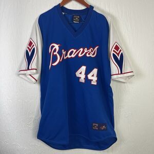 AUTHENTIC MAJESTIC MENS XL HANK AARON ATLANTA BRAVES COOPERSTOWN USA JERSEY Q